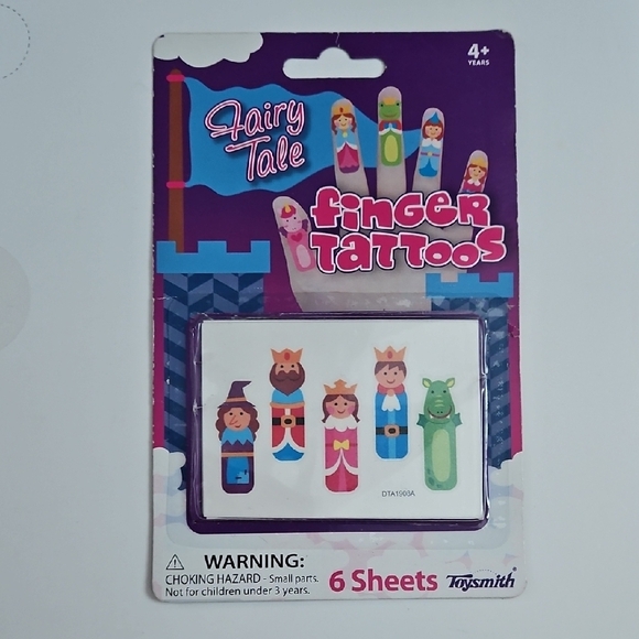 Fairy Tale Temporary Finger Tattoos for Kids, 6 Sheets, NWT - Picture 1 of 2